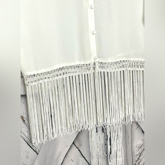 H&M Divided Sheer Fringe Top B-Neck S - Picture 3 of 6